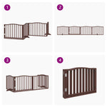 Dog Gate with Door Foldable 4 Panels Brown Oak 320 cm Poplar Wood 352233