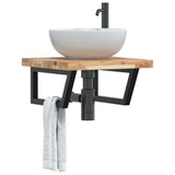 Basin Shelf Wall Mounted Steel and Solid Wood Acacia 3302767