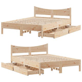 Bed Frame with Drawers 140x200 cm Solid Wood Pine 3301905