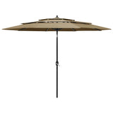 3-Tier Garden Parasol with Aluminium Pole Taupe 3 m 313871