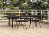 5 Piece Garden Dining Set Black Poly Rattan 3157869