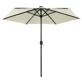 Garden Parasol with LED Lights and Aluminium Pole 270 cm Sand White 47353