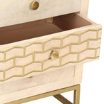 ZNTS Bedside Cabinet Gold 40x30x50 cm Solid Mango Wood 286504