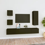 5 Piece TV Cabinet Set Black Engineered Wood 3114439