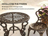 Outsunny Outdoor Bistro Set Vintage Rose Design Patio Furniture Set with Round Table and 2 Chairs T3398P555011