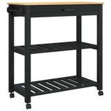 Kitchen Trolley MONZA Black 84 x 40 x 88.5 cm Solid Pine Wood 42027038