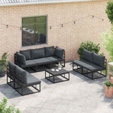 Garden Sofa Set with Cushion 7 pcs Black Aluminium 3378850