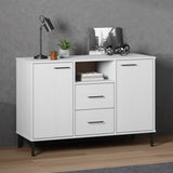 Sideboard with Metal Legs White 113x40x77 cm Solid Wood OSLO 351020