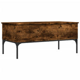 ZNTS Coffee Table Smoked Oak 100x50x45 cm Engineered Wood and Metal 845413