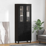 Highboard with Drawer 2 pcs Black Oak Engineered Wood and Glass 3416134