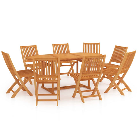 ZNTS 9 Piece Garden Dining Set Solid Teak Wood 3059564