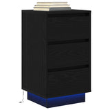 Bedside Cabinet with LED Lights Black 38x34x65 cm 861302