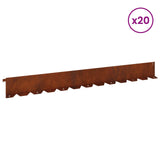 Lawn Edging 20 pcs 102 x 10 x 4 cm Steel Rusty 8008761