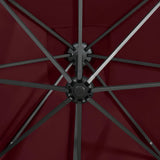 Cantilever Garden Parasol with Pole and LED Lights Bordeaux Red 250 cm 312326