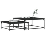 ZNTS Nesting Coffee Tables 2 pcs Black Engineered Wood 832818