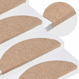 Stair Mats Self-adhesive 15 pcs 65x22.5x3.5 cm Beige 136394