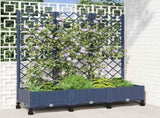 Garden Planter with Trellis&Wheels Blue Grey PP 3423053