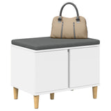 Hall Bench White 60 x 38 x 46 cm Engineered Wood and Fabric 891520