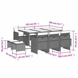 11 Piece Garden Dining Set with Cushions Mix Beige Poly Rattan 3210612