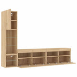 4 Piece TV Wall Units with LED Sonoma Oak Engineered Wood 3216713