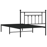 Metal Bed Frame without Mattress with Headboard Black 107x203cm 353533