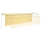 Manual Retractable Awning with Blind 5x3m Yellow&White 3069458