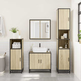 ZNTS 3 Piece Bathroom Furniture Set Sonoma Oak Engineered Wood 3300946