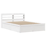 Bed Frame with Headboard White 150x200 cm King Size Solid Wood Pine 3307081