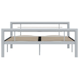 Bed Frame without Mattress Grey and White Metal 140x200 cm 284559