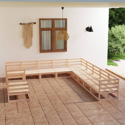 ZNTS 11 Piece Garden Lounge Set Solid Wood Pine 3075934