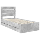 Bed Frame with Drawer Concrete Grey 90 x 200 cm Engineer Wood 3411860