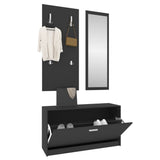3-in-1 Shoe Cabinet Set Black Engineered Wood 342571