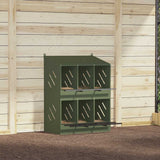Chicken Nesting Box with 6 Compartments Olive Green Metal 864351