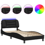 ZNTS Bed Frame with LED Lights Black 90x200 cm Faux Leather 3213906