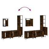 4 Piece Bathroom Furniture Set Smoked Oak Engineered Wood 3214812