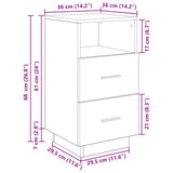 ZNTS Bedside Cabinet with 2 Drawers Smoked Oak 36x36x68 cm 858586