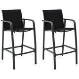 Garden Bar Chair Set of 2 Black Steel, Textilene Standard 48116