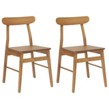 Dining Chair 2 pcs Natural 43 x 44.5 x 77 cm Solid Rubber Wood 42020486