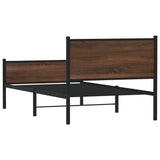 Metal Bed Frame without Mattress Brown Oak 107x203 cm 4007954