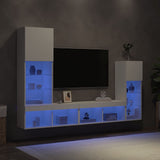 4 Piece TV Wall Units with LED White Engineered Wood 3216647
