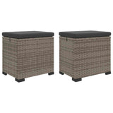 Garden Footstool with Cushion 2 pcs Grey Poly Rattan 42026872
