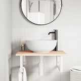 Basin Shelf Wall Mounted Steel and Solid Wood Oak 3302592
