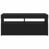 TV Cabinet with LED Black Oak 90 x 35 x 40 cm Engineered Wood 862554