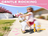 Kids Rocking Horse, Plush Walking Horse with Wheels, Ride On Unicorn Toy for Ages 3-5 Years Old, T3398P422160