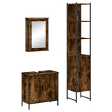 3 Piece Bathroom Furniture Set Smoked Oak Engineered Wood 3214802