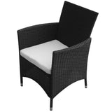 5 Piece Outdoor Dining Set with Cushions Poly Rattan Black 43130