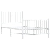 Metal Bed Frame without Mattress with Footboard White 90x190cm 350941