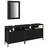 Bathroom Vanity Units with Shelf 3 pcs Black Engineered wood 3334393
