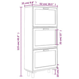 ZNTS Shoe Cabinet Brown 52x25x115 cm Engineered Wood&Natural Rattan 345650