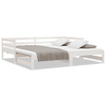 ZNTS Daybed with Trundle without Mattress White 90x200 cm Solid Wood 840142